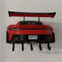 Porsche GT3 Car Shape Wall Mounted Key Rack Plastic Red Black Hanging