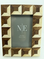 Set of 2 Noble Excellence 4×6 Wood Inlay Picture Frames Geometric India