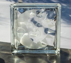 Sun Moon Architectural Glass Block Suncatcher 8″ x 8″ x 3″