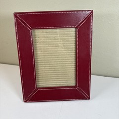 Red Faux Leather Picture Frame For 5×7 White Stitching