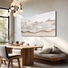 Abstract Sea View With White Mountain Landscape Painting Wall Art For Living …