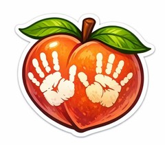 Peach Handprints 2″ Vinyl Sticker ~ Funny laptop Sticker