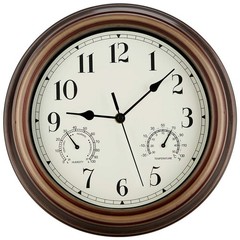 Rsobl 12 Inch Indoor Outdoor Wall Clock Waterproof with Temperature and Humid…