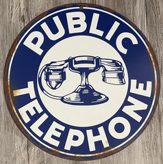 Public Telephone 8″ Diameter Vintage Novelty Metal Sign Made In USA New!