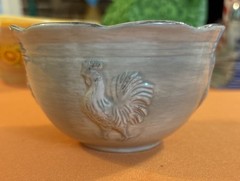 October Hill embossed rooster, Decorative Bowl EUC 3” Tall 4.5” Wide