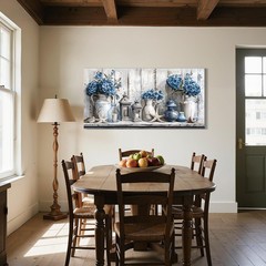 Floral Wall Art, Large Wall Decor, Hydrangea Wall Art, Rustic Beach House Dec…