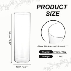 Clear Cylinder Vases 12 Inch Tall Glass Flower Vase for Table Decor 71oz