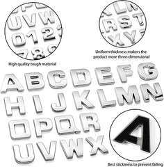 43Pcs Car Emblem Letters Sticker DIY 3D Chrome Number Symbol Badge Decal