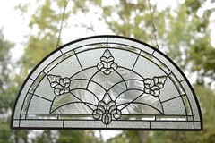 34″ x 18″ Stunning Handcrafted stained glass Clear Beveled window panel
