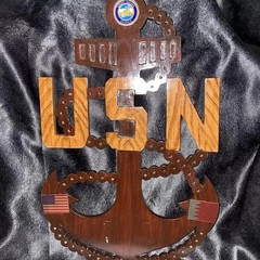 USN Wooden Plaque Desert Sailors Bahrain Fouled Anchor 20 1/2” X 13 “X 1/2 “