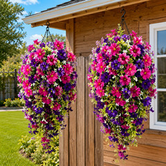 4PCS Artificial Morning Glory Vines UV Resistant Hanging Flowers Outdoor Decor