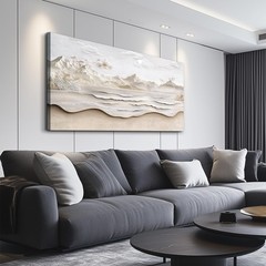 Abstract Sea View With White Mountain Landscape Painting Wall Art For Living …