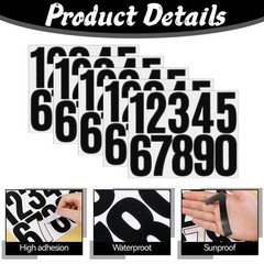 5 Sheets Black Number Stickers, 3 in Vinyl Stick on Numbers, 0-9 Waterproof A