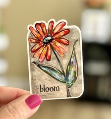 Pink Coral Flower Sticker, bloom wildly ACEO Flower Cute, Decal, whimsy