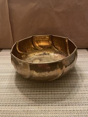 Hammered Solid Brass Decorative Bowl LARGE 8×3” Scalloped Made India Mid Century