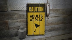 Adults at Play Novelty Distressed Sign, Personalized Wood Sign