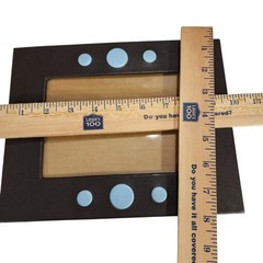 2 Sicura Italian Designs Picture Photo Frames Leather Brown Blue Circles 5×7 4×6
