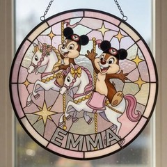 Custom Name Chip N Dale Glass Suncatcher, Disneyland Chip And Dale Suncatcher, D