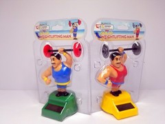 Set Of 2- Solar Dancing Weightlifters Strongman-Red & Blue