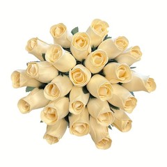ZoomBee Bouquet of Two Dozen 24 Beautiful Realistic Ivory White Wooden Roses …