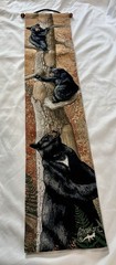 Anoleart Black Bear Mama & Cubs Tapestry Wall Hanging – USA Made Climbing Tree