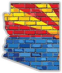 Arizona USA State Flag Brick Map Car Bumper Sticker Decal