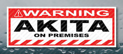 Warning Bumper Sticker AKITA ON PREMISES Prank Gag Joke Decal