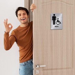 Shimeyao 2 Pcs Men and Women Restroom Sign With Braille 8 x silver black