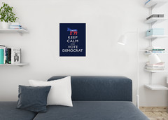 Keep Calm and Vote Democratic Blue Campaign Cool Wall Art Print Poster 16×24