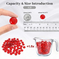 FUTUREPLUSX 1LB Red Glass Beads, Flat Marbles Burgundy Medium,