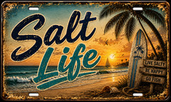 Salt Life Beach Sunset License Plate – Coastal Paradise Aluminum Vanity Tag