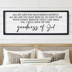 Goodness of God Framed Wall Art, 40”×15” Positive Religious Black Bible Ver…