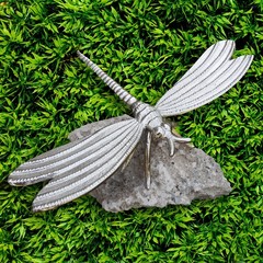 Large Cast Aluminum Dragonfly Figurine Shelf Sitter Garden Yard Decor 11.5 inch