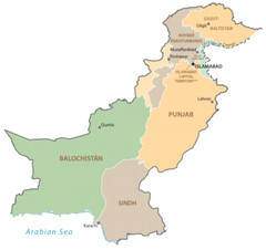 Pakistan Province Map GLOSSY POSTER PICTURE PHOTO PRINT BANNER 13715