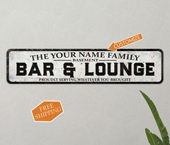 Custom Bar and Lounge Decor Sign Basement Personalized Gift 4×18 104182002056