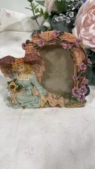 Resin Angel Floral Oval Photo Frame 2×3 Portrait Freestanding Rear-Loading