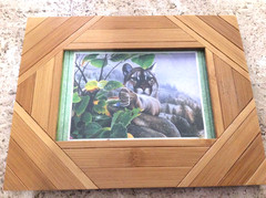 COUGAR CAVE PHOTO FRAME Wall Sign Decor for Bedroom Bar BAMBOO 7X8″ UNIQUE OOAK