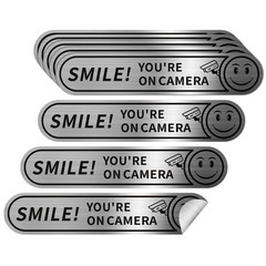 8 pieces Smile You’re On Camera Stickers for Cars, Brushed Silver 24 Hour Vid…