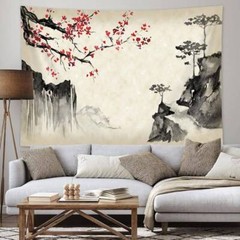 Zen Ink Art Extra Large Tapestry Wall Hanging Poster Chinese Background Drawing
