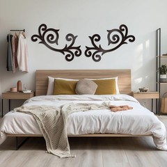 Stunning Rustic Metal Scroll Wall Hanging – Unique Celtic Flower Art 14.8″x11.8″