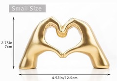 Small Heart Hands Sculpture Decor for Living Room Bedroom Bookshelf Coffe Gold