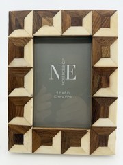 Set of 2 Noble Excellence 4×6 Wood Inlay Picture Frames Geometric India
