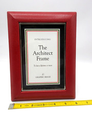 Architect Frame Leather and Metal Holds 4×6″ Photo Graphic Image Red