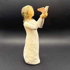 Willow Tree Soar Angel Figurine Beige Wood Freestanding Decor