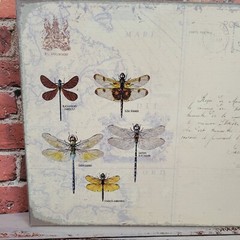 Sixtrees Decorative Wood Box 11×14 Dragonfly Postcard Country Composite