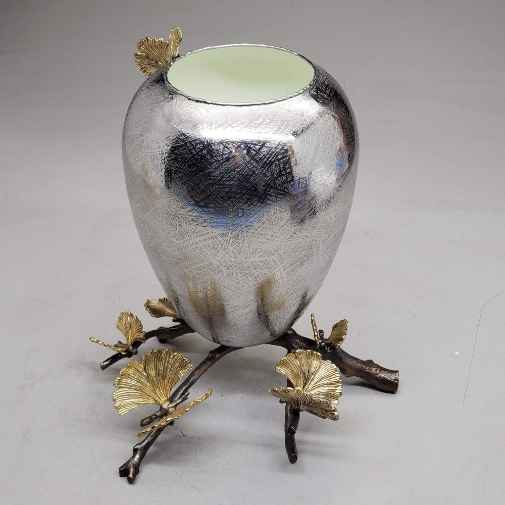 MICHAEL ARAM Butterfly Ginkgo Medium Vase 9.5″ x 11″ x 13.5″ Bronze / Stainless